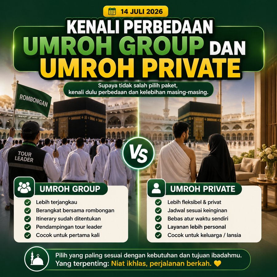 Kenali Perbedaan Umroh Group dan Umroh Private